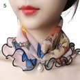 thumbnail image 2 of Trayknick Scarf Painting Print Imitation Pearl Durable Ruffle Edge Lady Headscarf for Banquet, 2 of 13