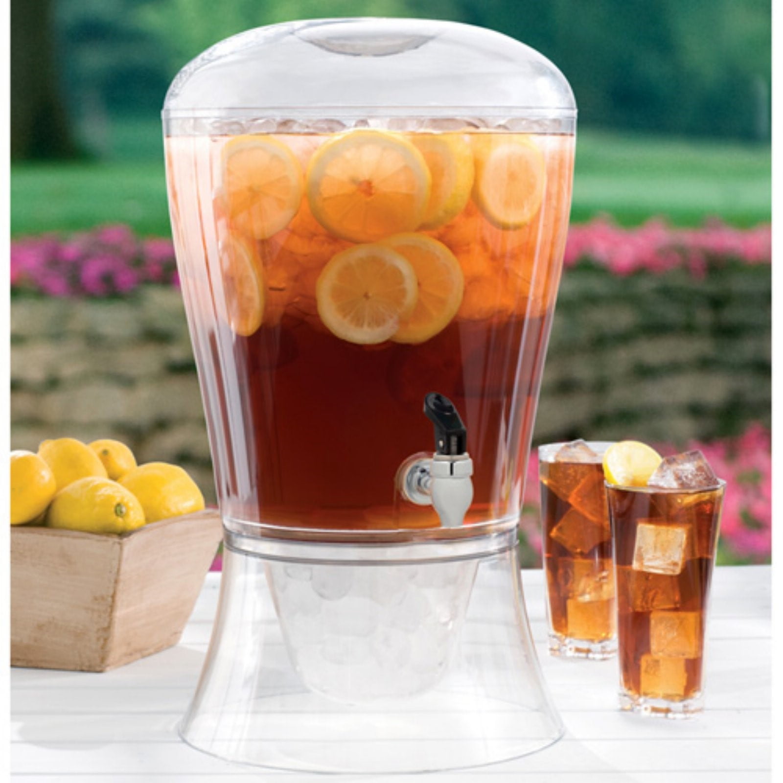 CreativeWare Beverage Dispenser With Ice Cylinder And Fruit Infuser Clear 