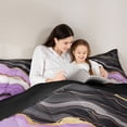 thumbnail image 4 of Manfei Aesthetic Marble Twin Comforter Sets, Marbling Metallic Bedding Set, Purple, Black and Gold, Black Reversible 2pcs, 1 Comforter and 1 Pillowcase, 4 of 6