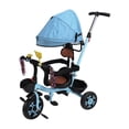 thumbnail image 3 of Triciclo para niños con asiento giratorio azul y ruedas de espuma sólida, triciclo para bebés y niños pequeños con toldo para exteriores, 3 of 15