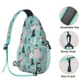 thumbnail image 3 of Sling Backpack,Blue Christmas Santa and Snowman Pattern Sling Bag with Water Bottle Holder,Waterproof Sling Bag for Men/Women with Headphone Jack for Hiking,Travel, 3 of 6
