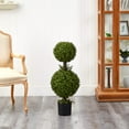 35IN Artificial Double Boxwood Topiary Tree, Fake Topiary Plant for