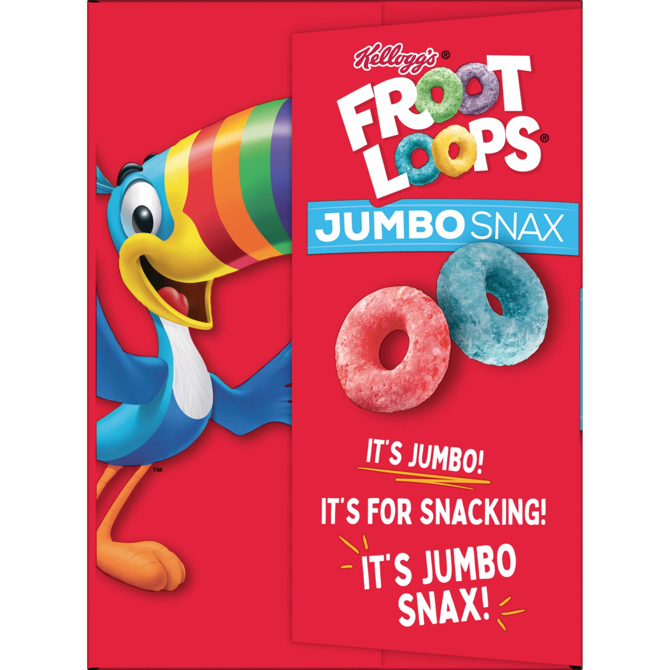 Kellogg's Jumbo Snax Froot Loops Original Cereal Snacks, Kids Snacks, 5.4 oz, 12 Count