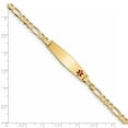 thumbnail image 3 of Primal Gold 14 Karat Yellow Gold Medical Soft Diamond Shape Red Enamel Flat Figaro Link ID Bracelet, 3 of 3
