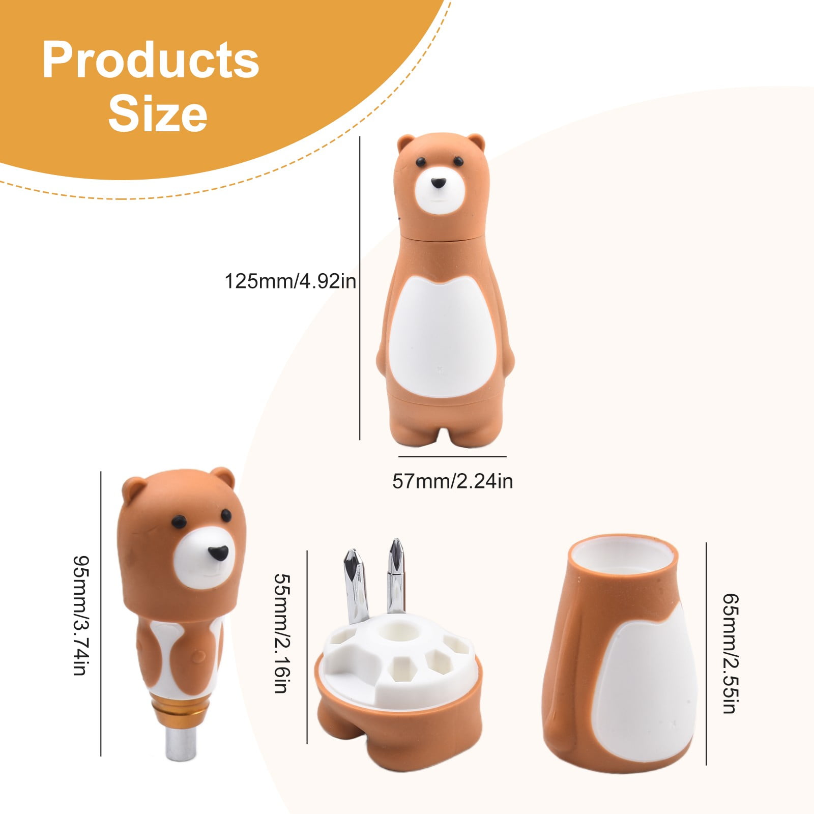 Ergonomic Design 6 In 1 Cartoon Bear Screwdriver Set For Comfortable Grip Smile Home
