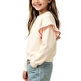 thumbnail image 3 of Falkdiz Cotton Sweatshirts for Girls Crew Neck Crew Neck Pullover Outdoor Casual Gifts Long Sleeve Warm Fleece Girls Tops Solid Color , Beige , Size: 2-3 Years, 3 of 7