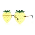 thumbnail image 6 of Womens Funky Strawberry Heart Shape Rimless Lolita Metal Frame Sunglasses Gold - Yellow, 6 of 8