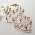 thumbnail image 5 of Fesfesfes Kids PJS Set Casual Toddler Loungwear Summer Home-wear Short Sleeve Sleepwear Set Rayon Satin Pajamas Sets, 5 of 9