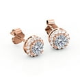 thumbnail image 4 of JeenMata Aros con Halo de Moissanita de Corte Redondo de 2,2 Quilates Engastados con 4 Puntas en Baño de Oro Rosa de 18 K sobre Plata, 4 of 5