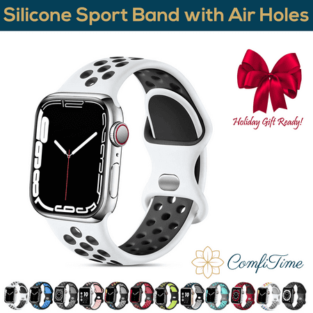 ComfiTime Apple Watch Band – Stretchy iWatch Sport Bands 38mm 40mm 41mm 42mm 44mm 45 mm for Women & Men, Breathable Silicone Bracelet Apple Watch Strap for Series SE 9 8 7 6 5 4 3 2 1