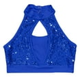 thumbnail image 3 of YONGHS Kids Girls Sleeveless Modern Jazz Dance Tank Tops Shiny Sequins Performance Vest Shirt Royal Blue 16, 3 of 5