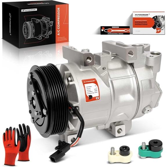 A-Premium Air Conditioner AC Compressor with Clutch Compatible with Nissan Altima 2.5L 2013-2018 - VCS141C Compressor, 6 Grooves, w/One Plug