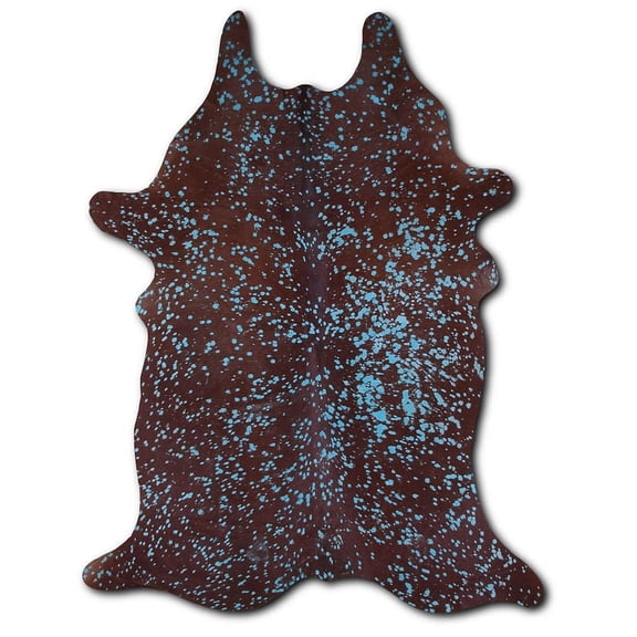 Blithe cowhide rugs for sale DYED TURQUOISE ON BROWN rug