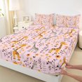 thumbnail image 4 of Castle Fairy Cute Floral Giraffe King Sheets 4pcs,Cartoon Flower Wildlife Bedding,Orange Blush Pink,1 Fitted Sheet, 1 Flat Sheet and 2 Pillowcases, 4 of 6