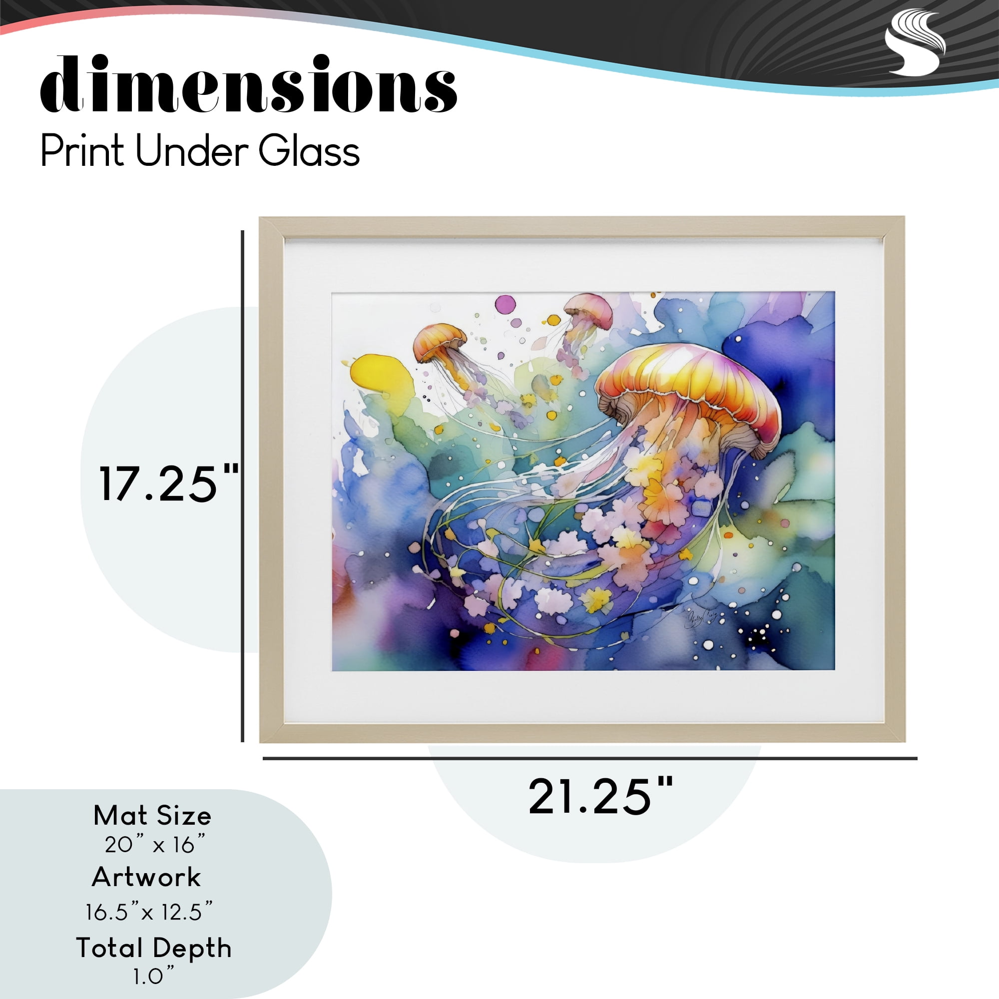 Stupell Industries Neon Jellyfish Underwater Birch Framed Print Under Glass, design by Shelly Craig