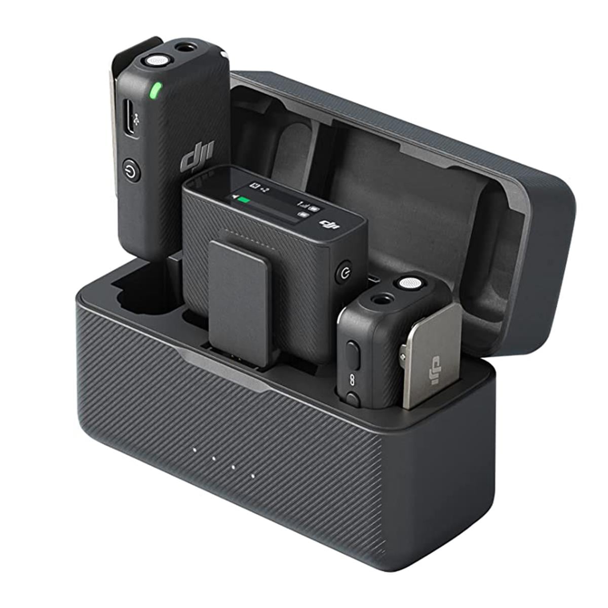 DJI Mic Dual-Transmitter Compact Digital Wireless Microphone System/Recorder for Camera & Smartphone (2.4 GHz) Bundle with, 2X Turnstile Omnidirectional Condenser Lavalier