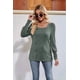 thumbnail image 4 of Blusas de Otoño para Mujer, Cuello Cuadrado Suave, Larga Tipo Farol, Botones Decorativos, Abertura Lateral, Suéter, Túnica, Camisa Verde L, 4 of 9