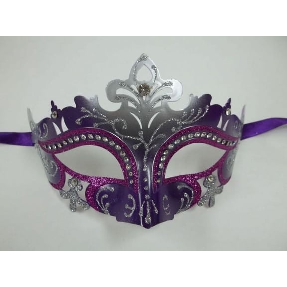 Purple Silver Princess Laser Cut Mardi Gras Masquerade Mask