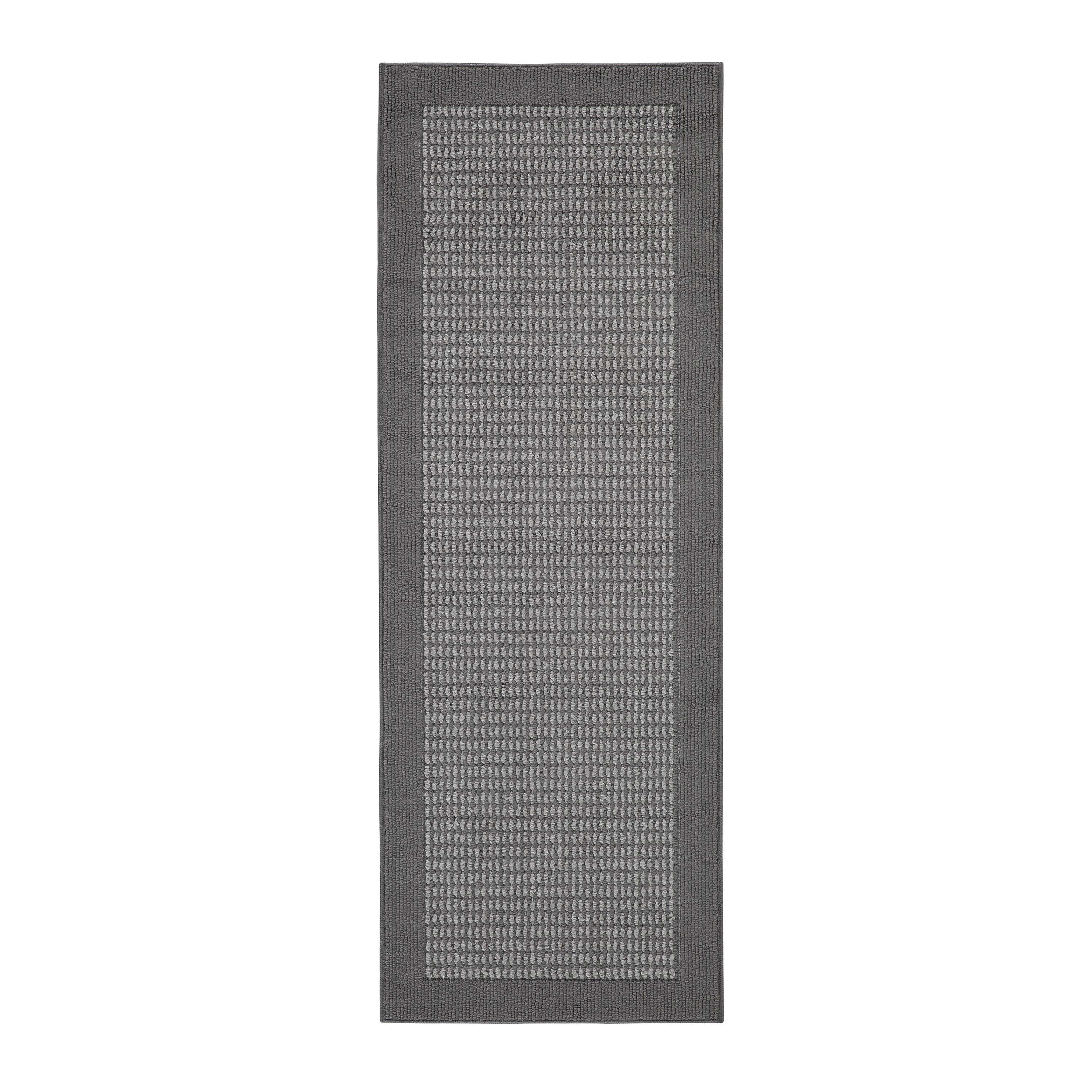 Mainstays Farmhouse Faux Sisal Olefin Gray Border Indoor Hallway Runner Rug, 2'x6'