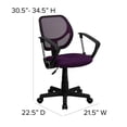 thumbnail image 3 of Scranton & Co Mid-Back Mesh Office Chair with Arms in Purple, 3 of 9