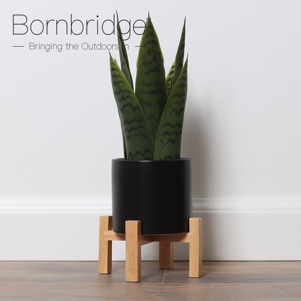 Bornbridge Artificial Snake Plant with Mid Century Plant Stand