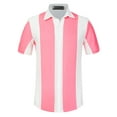 thumbnail image 5 of MODA NOVA Big & Tall Men's Beach Striped Button Down Color Block Shirts Pink White XLT, 5 of 6