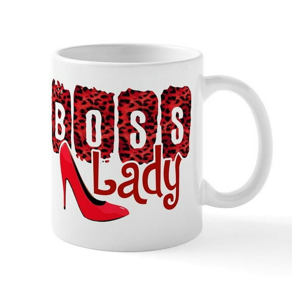 CafePress - Boss Lady Red Leopard Mugs - 11 oz Ceramic Mug - Novelty Coffee Tea Cup