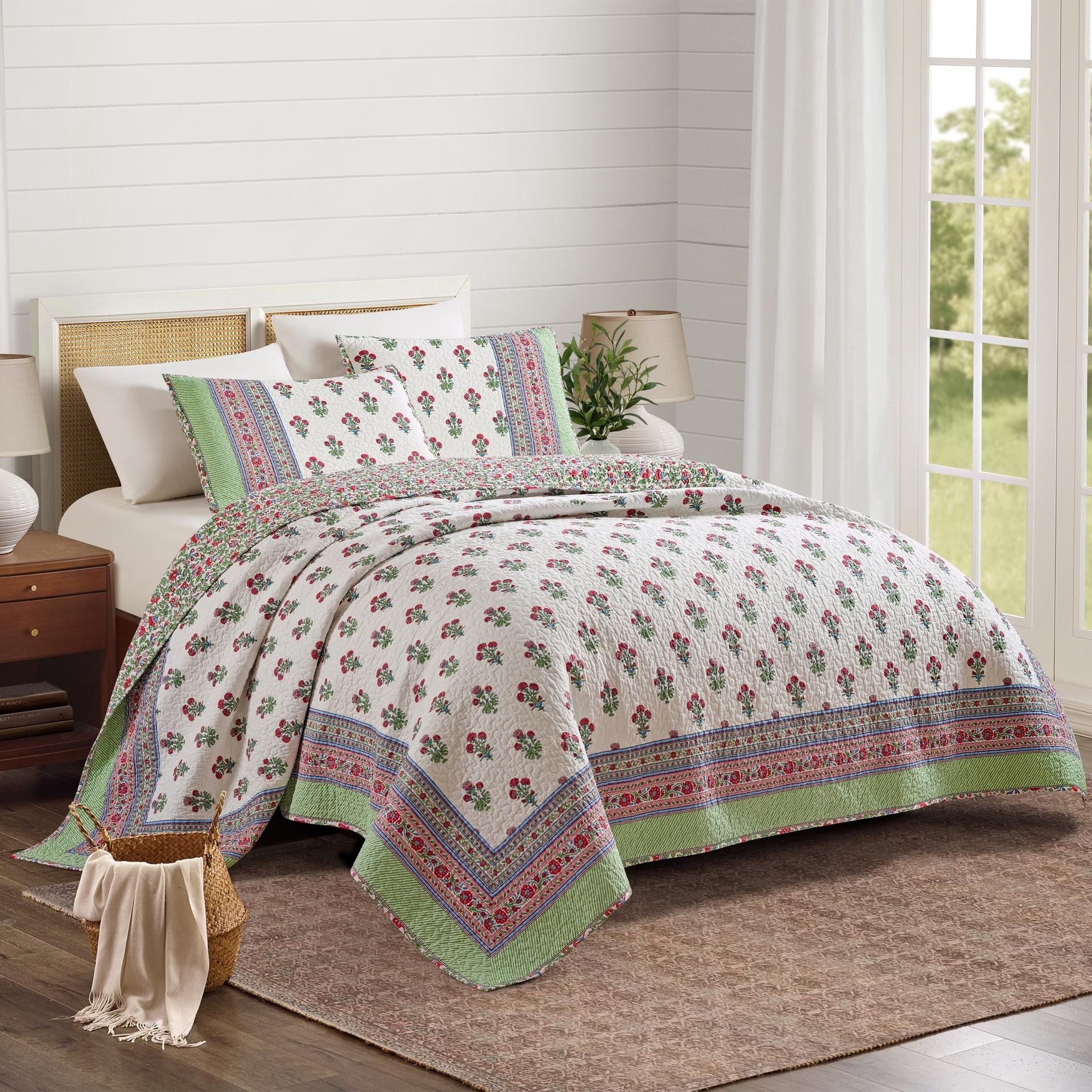 Serena Floral Cotton Reversible 3-Piece Full/Queen Quilt Set - Multi, All Ages