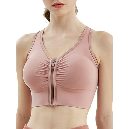 

Women s Support Zip Front Close Padded Wirefree Fitness Workout Yoga Sports Bra