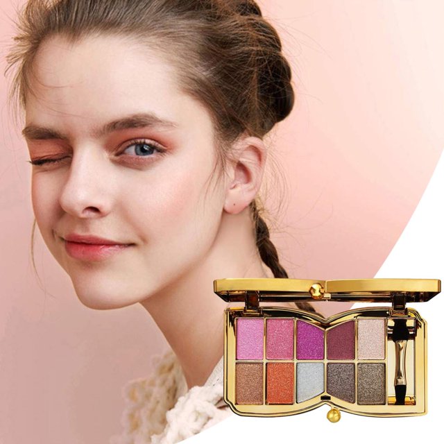 Glitter Eyeshadow 10 Colors Eye Shadow Highly Pigmented Long Lasting Makeup Set Gold, Makeup Eye Shadow