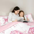 thumbnail image 5 of Feelyou Princess Initial Letter Queen Comforter Set, Bowknot Monogrammed X Bedding Sets, Kawaii Cartoon Bow Reversible Bedding Comforter Set, Luxury Bedroom Decor, 3pcs, 5 of 8
