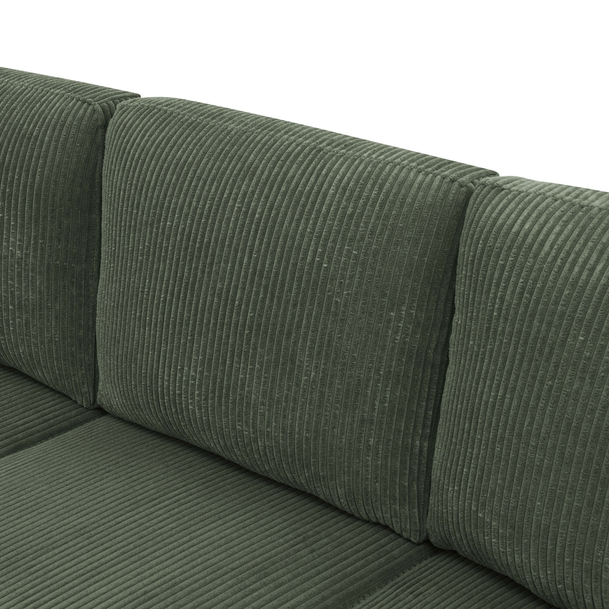 DEALTOPS 101" U-Shaped Modular Sectional Sofa with 2 Ottomans, Corduroy 4-Seater Cloud Couch for Living Room, Green