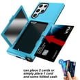 thumbnail image 3 of Case for Samsung Galaxy S22 Ultra with Hidden Makeup Mirror Card Slot Design Cover, Hybrid PC+TPU Shockproof Non-Slip Lens Protection Wallet Case for Samsung Galaxy S22 Ultra,Skyblue, 3 of 5