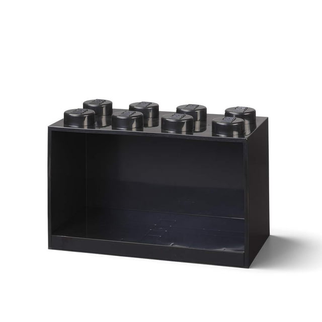 Room Copenhagen, Lego Brick Shelf Box - Stackable or Mountable Storage Compartment - 8 Stud, Black