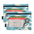 thumbnail image 2 of 2 Pack Pencil Bag 9.84x6.1 Inch 3-Ring Page Turning Folder Zipper Pencil Case Pencil Bag Page Turning File BagChoppy Sea, 2 of 6