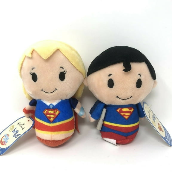 Set of 2 Hallmark itty bittys DC Supergirl and Clark Kent As Superman Plush 4