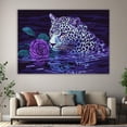 thumbnail image 6 of Mudket Framed Purple Leopard with Rose Canvas Wall Art, Bold Leopard Print Wall Decor, Modern Animal Wall Art Ready to Hang - 12"L x 8"W, 6 of 10