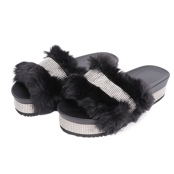 LOLIPPYY Women's 1 Pair Black Velvet House Slippers Lightweight, Breathable, Warm and Comfortable Indoor Footwear