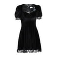 thumbnail image 4 of YM YOUMU Women Lace Velvet Short Puff Sleeves Gothic Mini Dress Black, 4 of 5