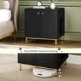thumbnail image 3 of Hzuaneri Hidden Cat Litter Box Enclosure, 23.6" Wooden Indoor Cat House, Litter Box Furniture Cabinet for Self-Cleaning Litter Boxes, Black Gold, 3 of 12