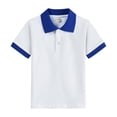 thumbnail image 4 of CAICJ98 Boys Short Sleeve Polo Shirt Kids Toddler Color Block Collared School Uniform Shirts (Blue,13-14 Years), 4 of 4