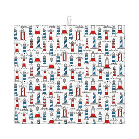 

Goofa Dish Drying Mat Super Absorbent Drying Mat Large Dish Drying Mats for Kitchen Counter Easy Clean Dish Mat Kitchen Drying Mat 16 x 18 ( Lighthouse And Beacon )