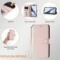 thumbnail image 6 of Wallet Case for iPhone 13 Pro, PU Leather Protective Case Wallet with Card Holder/Cash Slot, Flip Kickstand, Wrist Hand Strap, Magnetic Clasp, Shockproof Full Body Phone Cover, Pink, 6 of 12