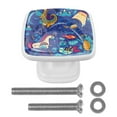 thumbnail image 1 of 4 Pieces Set Drawer Pulls Handle Square Wardrobe Cabinet Knobs with Stainless Steel Screws Furniture Kitchen Decor, 1 of 5