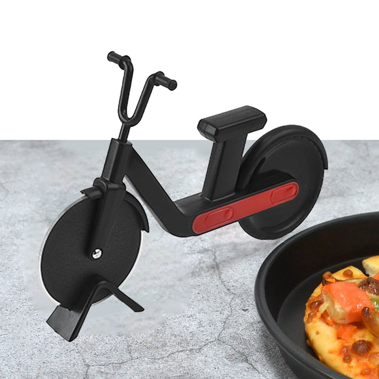 Motorcycle Pizza Cutter - Stainless Steel Wheel, ABS Body, Non-Stick Coating, Novelty Kitchen Gadget, Red