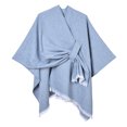 thumbnail image 6 of UTSJKR Women’s Speckled Knotted Wrap Poncho Cape Shawl with Fringe Trim Soft Warm Outer Cover‑Up for Fall Winter Daily Casual Fashion Outfit Blue, 6 of 6
