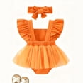 thumbnail image 6 of RMGVDSD My First Halloween Pumpkin Bowknot Mesh Romper Dress Baby Girls Sleeveless Bodysuits with Headband Holiday Cute Clothes, 6 of 6