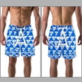 thumbnail image 3 of luoweisi Men's Beach Shorts Quick Dry Swim Trunks with Mesh Lining Blue and White Geometry L, 3 of 5