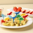 thumbnail image 2 of Shoreew 10Pcs Fruit Fork Dinosaur Shape Cake Fruit Toothpick Reusable Children Food Picks for Bento Lunch Decoration, 2 of 6