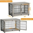 thumbnail image 4 of GIKPAL 44-Inch Dog Crate Furniture with Pads, 2-Door Heavy-Duty Indoor Wooden Dog Cage on Wheels for XL Dogs up to 85 lbs,Gray, 4 of 9